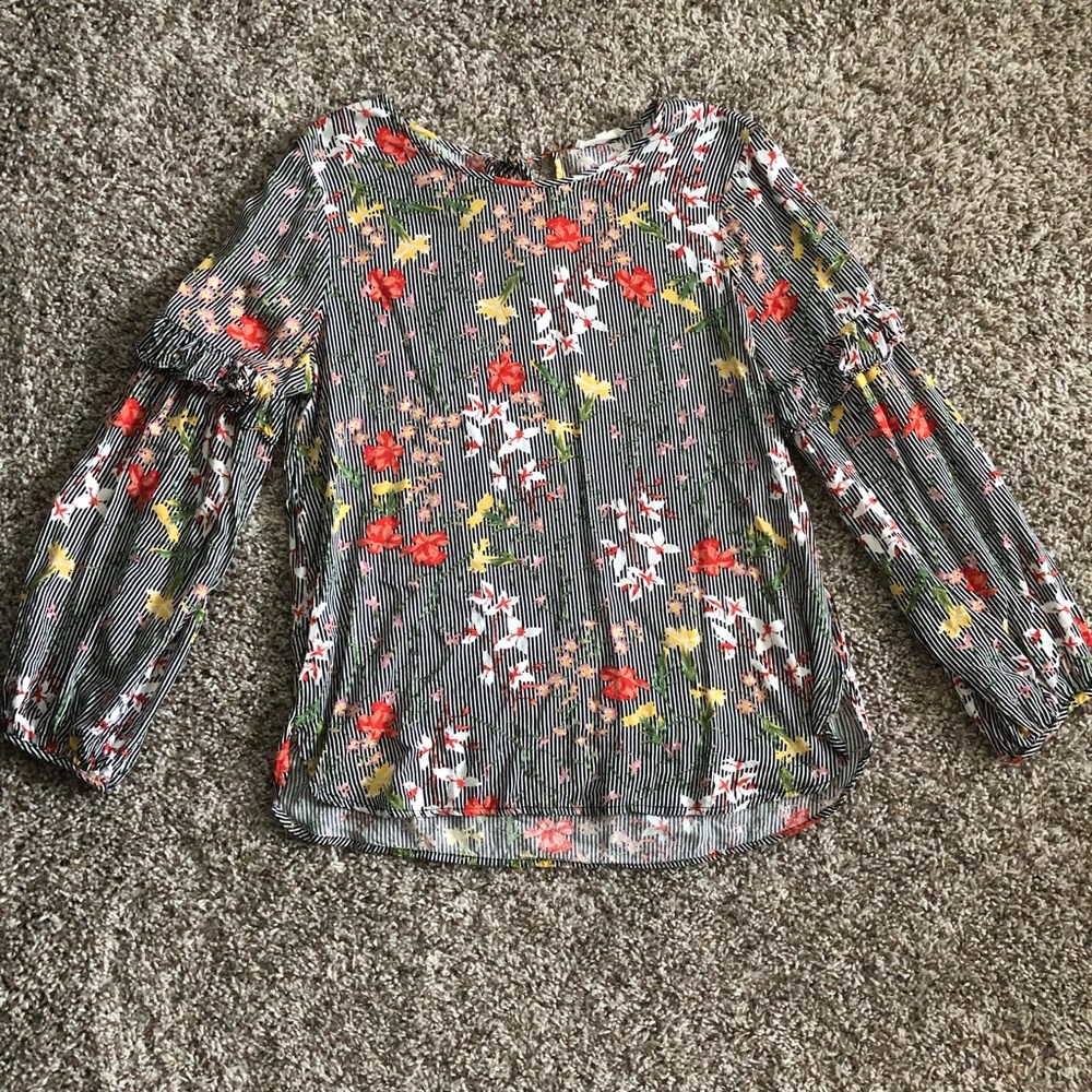 Pleione Long Sleeve Floral Blouse